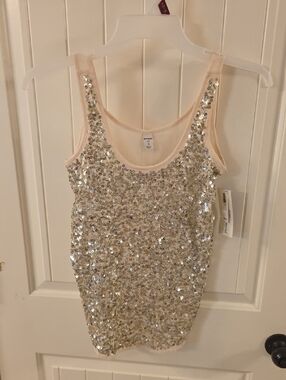 Old Navy Silver-Sequin Camisole with Blush Trim